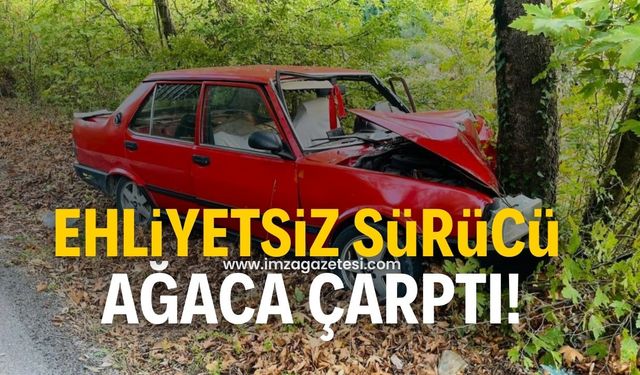 Bartın-Karabük yolunda feci kaza! Ehliyetsiz sürücü ağaca çarptı!