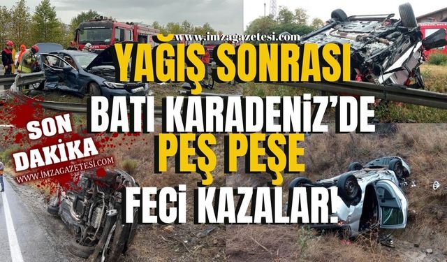 Batı Karadeniz'de Yağışlar Kazalara Yol Açtı! Farklı Yerlerde Korkunç Kazalar!