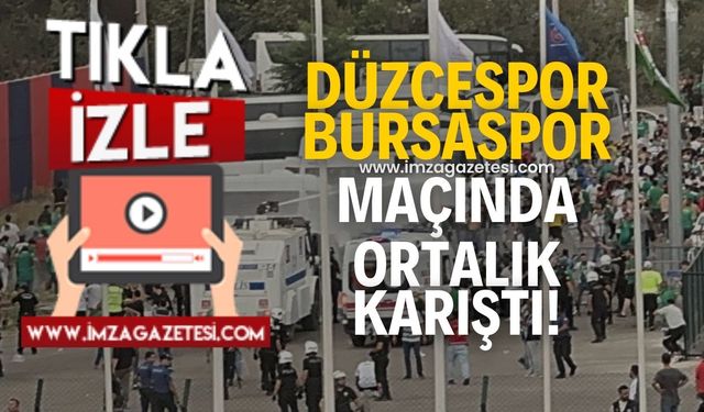 Düzcespor-Bursaspor maçında ortalık karıştı! Taraftara TOMA müdahalesi