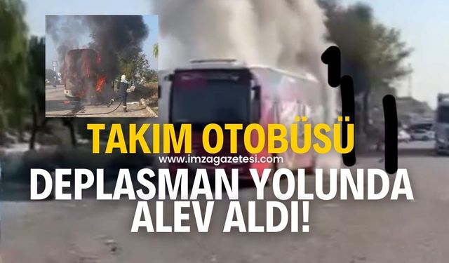 Karşıyaka deplasmanına giden 23 Elazığ FK'nın takım otobüsü alevlere teslim oldu!