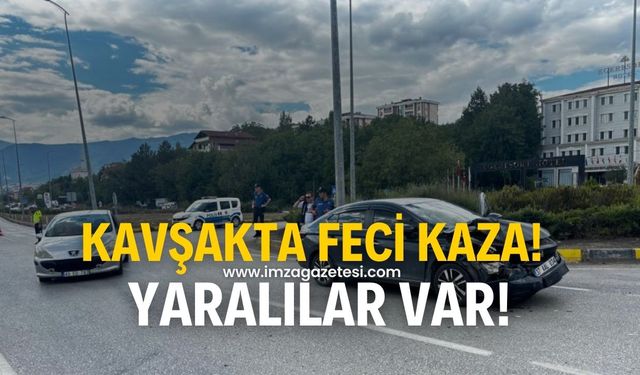 Kavşakta meydana gelen kazada yaralılar var!