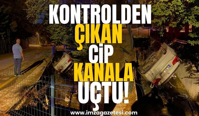 Kontrolden Çıkan Cip Su Kanalına Uçtu!