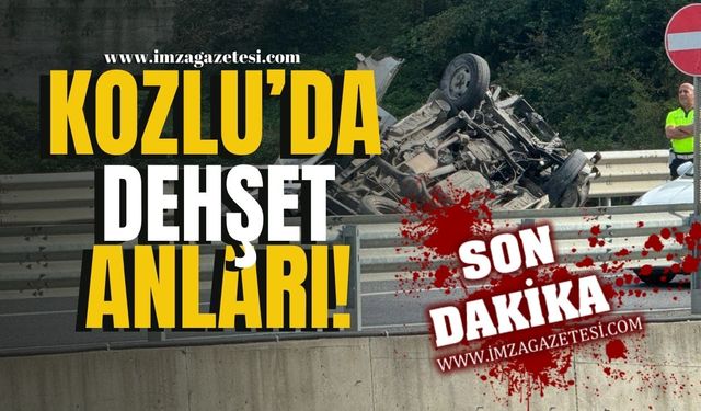 Kozlu'da Dehşet Anlar! Takla Atan Araç Bariyerlere Çarptı!