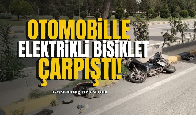 Otomobil ile Elektrikli Bisiklet Çarpıştı!