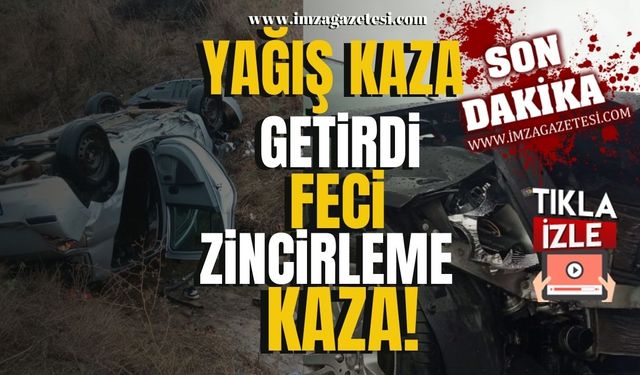 Yağış kaza getirdi! Otoyolda Feci Zincirleme Kaza!