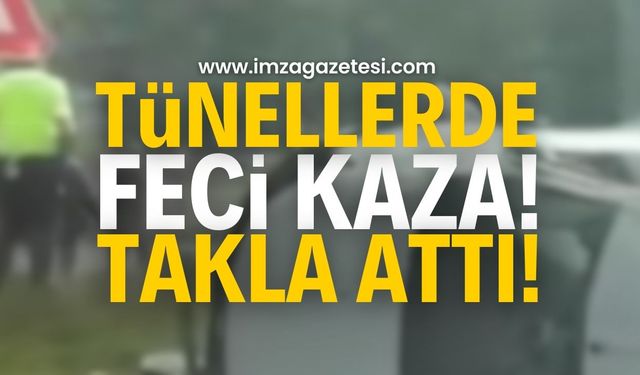 Zonguldak Tünellerinde Korkutan Kaza! Araç Takla Attı