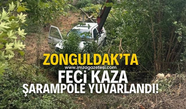 Zonguldak'ta feci kaza! Otomobil şarampole uçtu