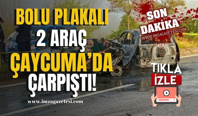 Bolu plakalı 2 araç Çaycuma'da çarpıştı! Sürücü yanarak can verdi!