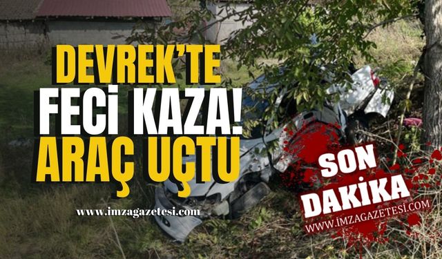 Devrek'te Feci Kaza! Kontrolden Çıkan Araç Ağaca Çarptı