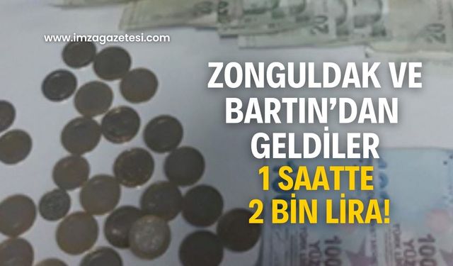 Zonguldak ve Bartın’dan geldiler! 1 saatte 2 bin lira topladılar