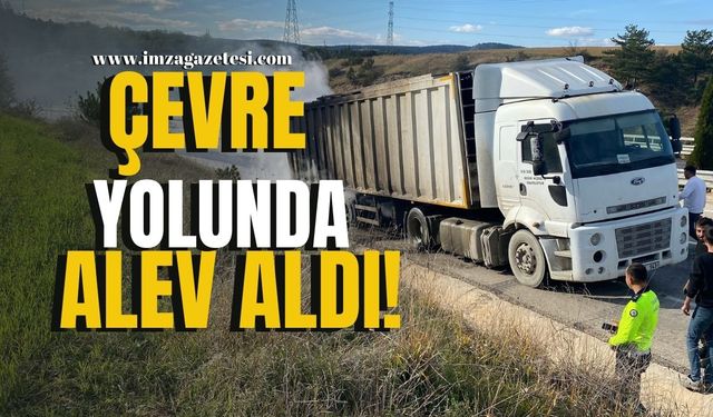 Çevre yolunda dorsesi alev aldı!