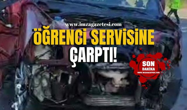 Ticari Araç Öğrenci Servisine Çarptı! Facianın Eşiğinden Dönüldü...