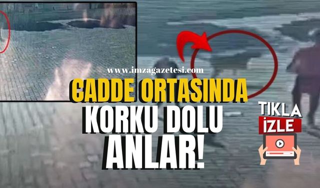 Cadde ortasında korku dolu anlar yaşandı!