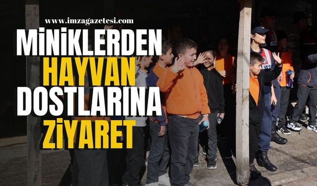 Minik öğrencilerden hayvan dostlarına ziyaret...