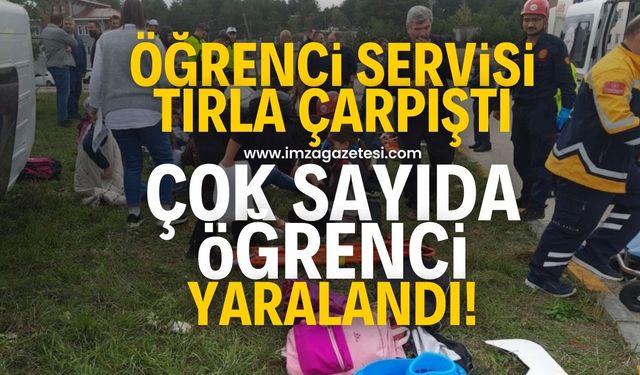 Öğrenci servisi, tırla çarpıştı! Çok sayıda öğrenci yaralandı!