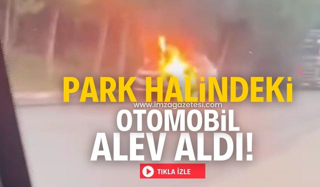 Park halindeki otomobil alev aldı