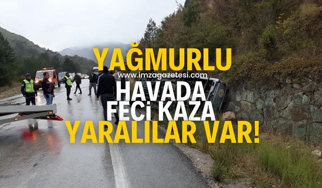 Yağmurlu havada feci kaza! Yaralılar var