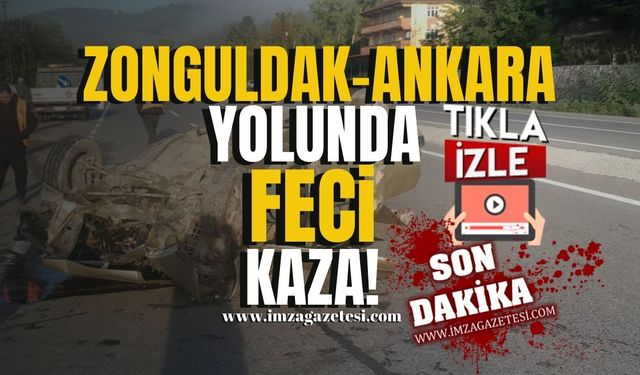 Zonguldak-Ankara yolunda feci kaza! Takla attı