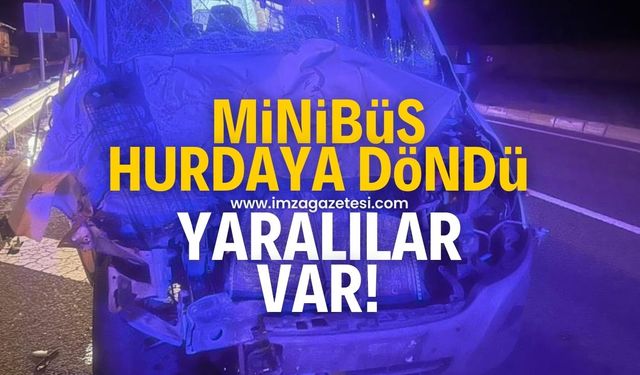 Feci kazada minibüs hurdaya döndü! Yaralılar var