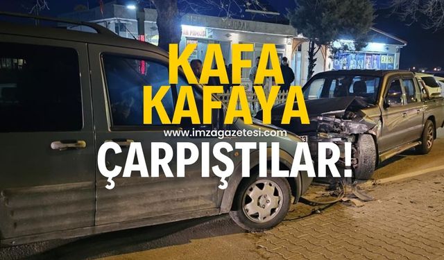 İki araç kafa kafaya çarpıştı!