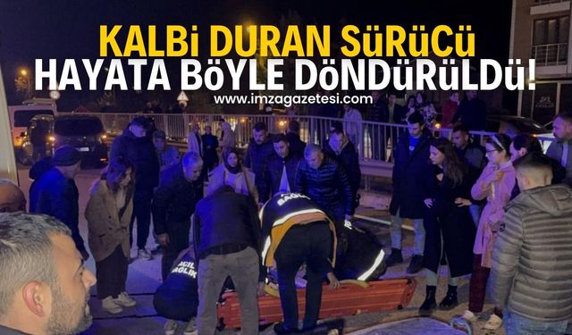 Kalbi duran motosiklet sürücüsü hayata böyle döndürüldü!