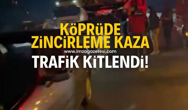 Köprüde zincirleme kaza! Uzun kuyruklar oluştu