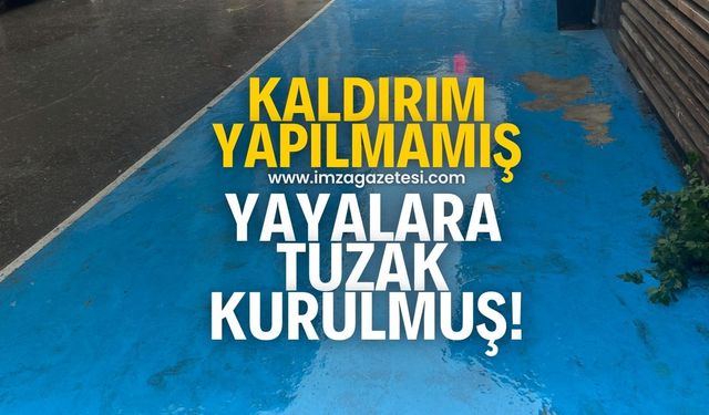 Kozlu'da bulunan bu kaldırım yağmurlu havalarda Uludağ'dan farksız!