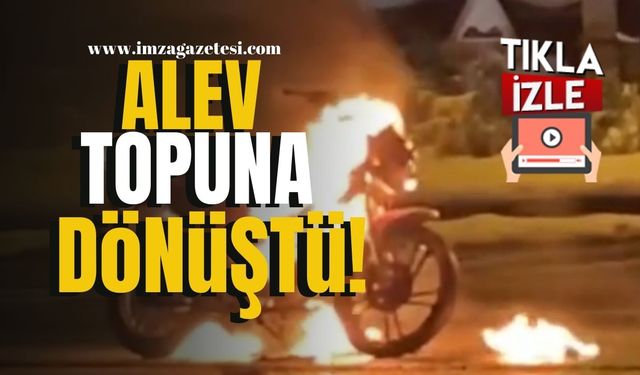 Motosiklet alev topuna dönüştü! | Bolu Haber