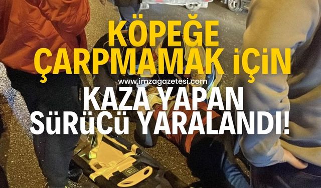 Sokak köpeğine çarpmak istemeyen motosiklet sürücüsü yaralandı!