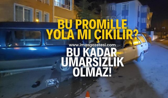 Alkollü sürücü minibüse çarptı