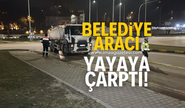 Belediye tankeri yayaya çarptı