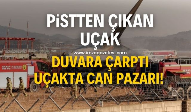 Güney Köre'de pistten çıkan uçak duvara çarptı! Can pazarı yaşandı