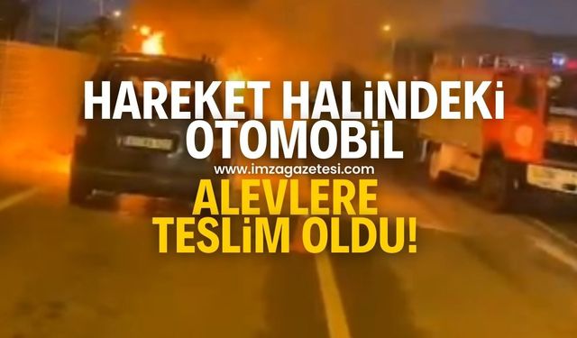 Hareket halindeki otomobil alevlere teslim oldu