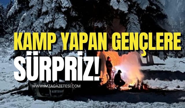 Karabük'te kamp yapan gençlere sürpriz!