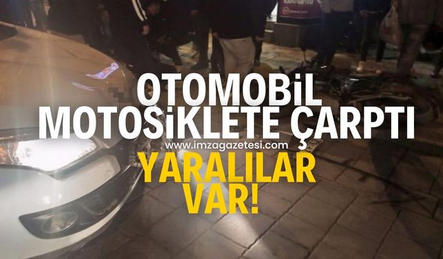 Otomobilin motosiklete çarptığı kazada yaralılar var