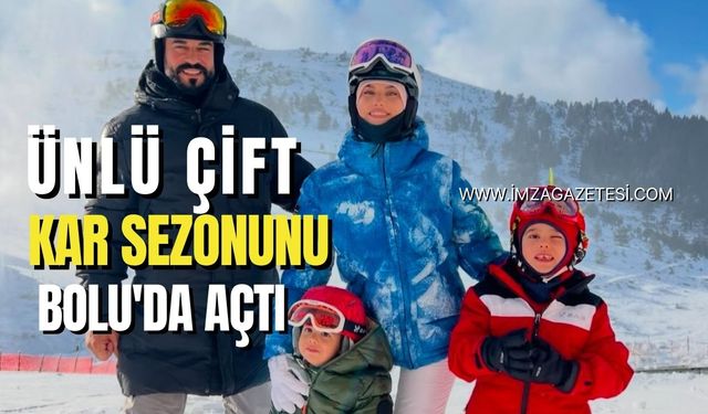 Ünlü oyuncu Burak Özçivit, eşi Fahriye Evcen Kayak sezonunu Bolu'da açtı!