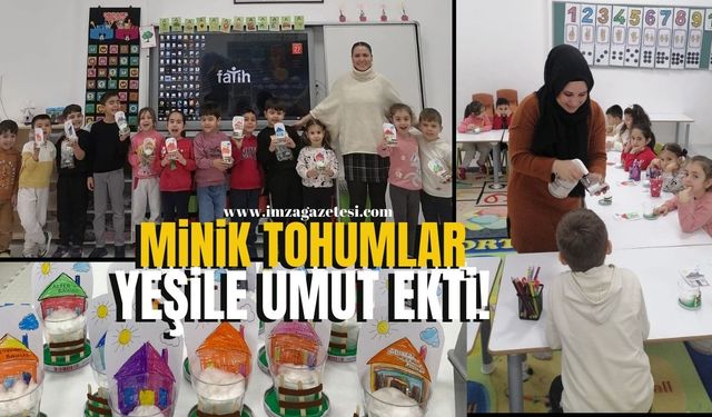 Zonguldak Bahçelievler İlkokulu anasınıfı öğrencileri yeşile umut ekti...