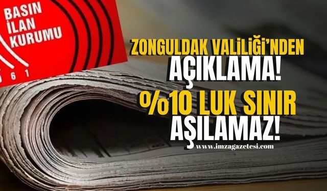 Zonguldak Valiliği'nden Resmi İlan Genelgesi!