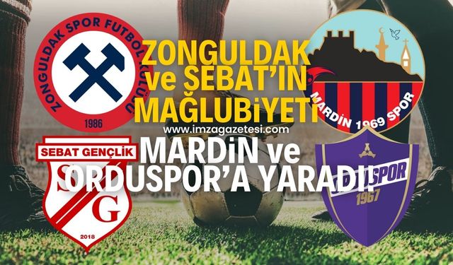 Zonguldakspor ve Sebat Gençlik Spor'un kaybı Mardin 1969 Spor ile Orduspor 1967'ye yaradı