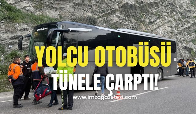 Gökgöl tünelinde kaza! Yolcu otobüsü duvara çarptı