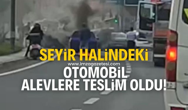 Seyir halindeki otomobilde yangın