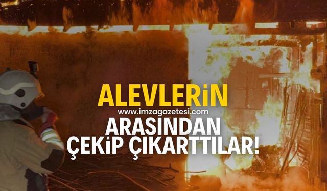 Yılbaşında alevlere teslim olan barakanın içerisinde kaldılar