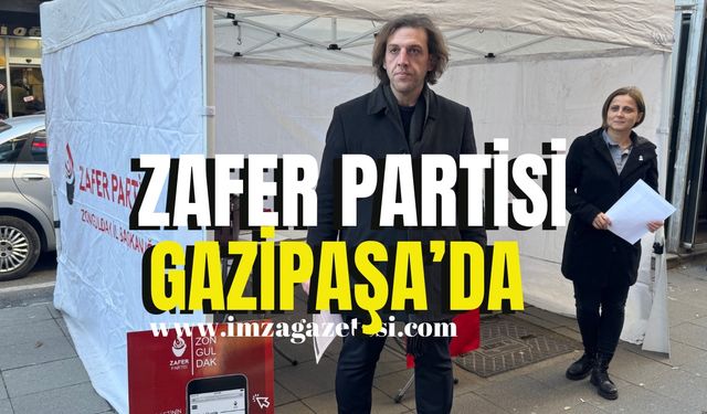 Zafer Partisi Gazipaşa’da bildiri dağıtıyor