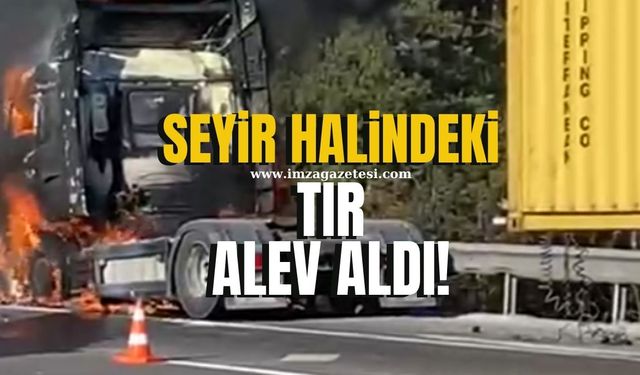 Seyir halindeki tır alevlere teslim oldu