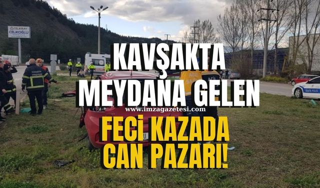 Kavşakta meydana gelen feci kazada can pazarı yaşandı