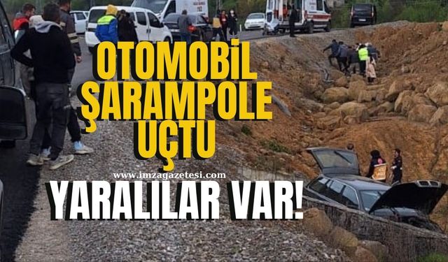 Otomobil şarampole uçtu! Yaralılar var