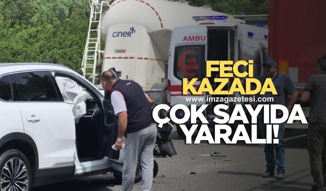Tır ve otomobilin karıştığı kazada yaralılar var