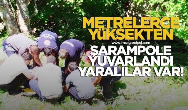 Metrelerce yükseklikten şarampole yuvarlandılar! Yaralılar var