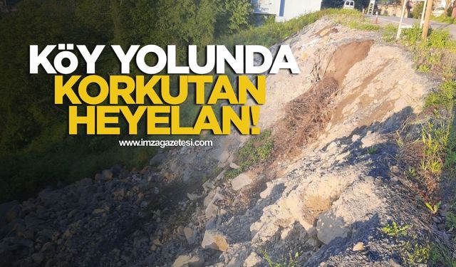 Köy Yolunda Korkutan Heyelan! İstinat Duvarı Yıkıldı!