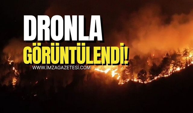 Karabük'teki orman yangını havadan görüntülendi!
